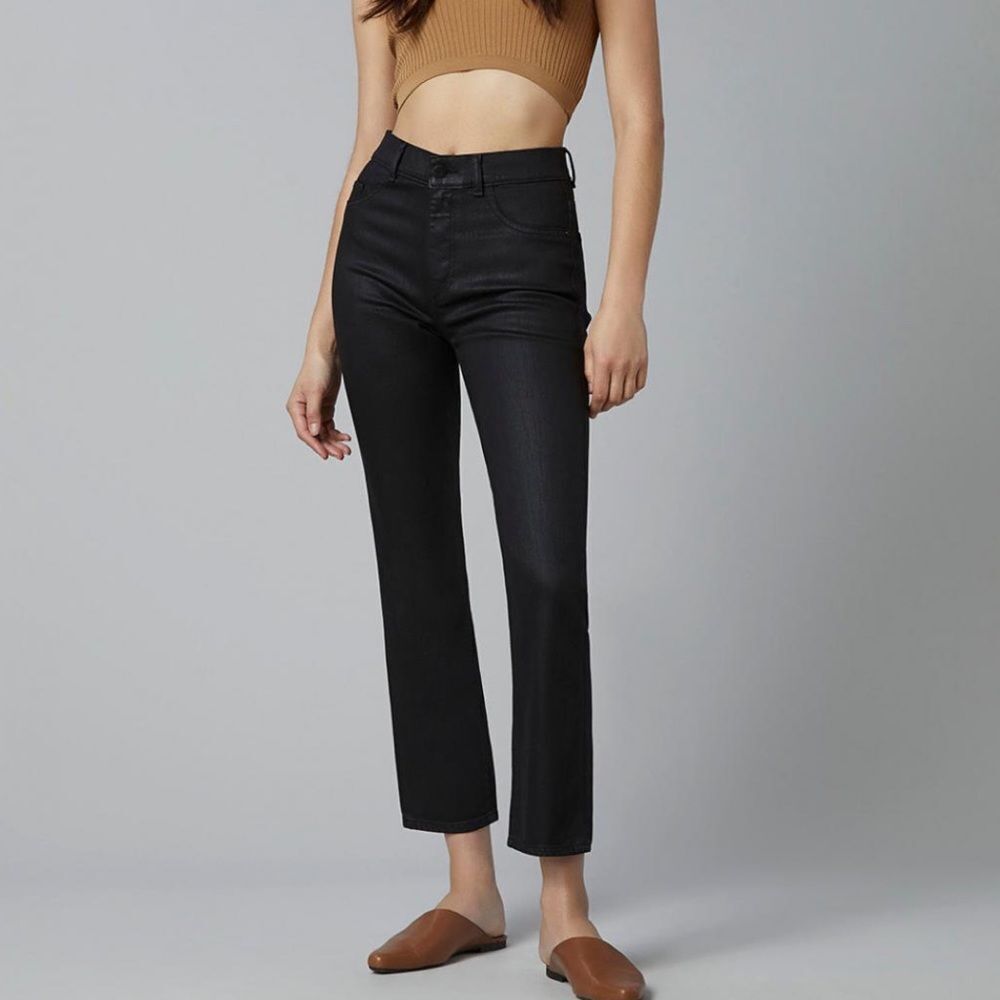 NWT DL1961 Patti Straight High Rise Vintage Ankle Black Coated